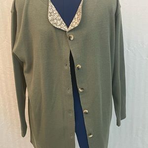 Express olive green button down sweater. Size large